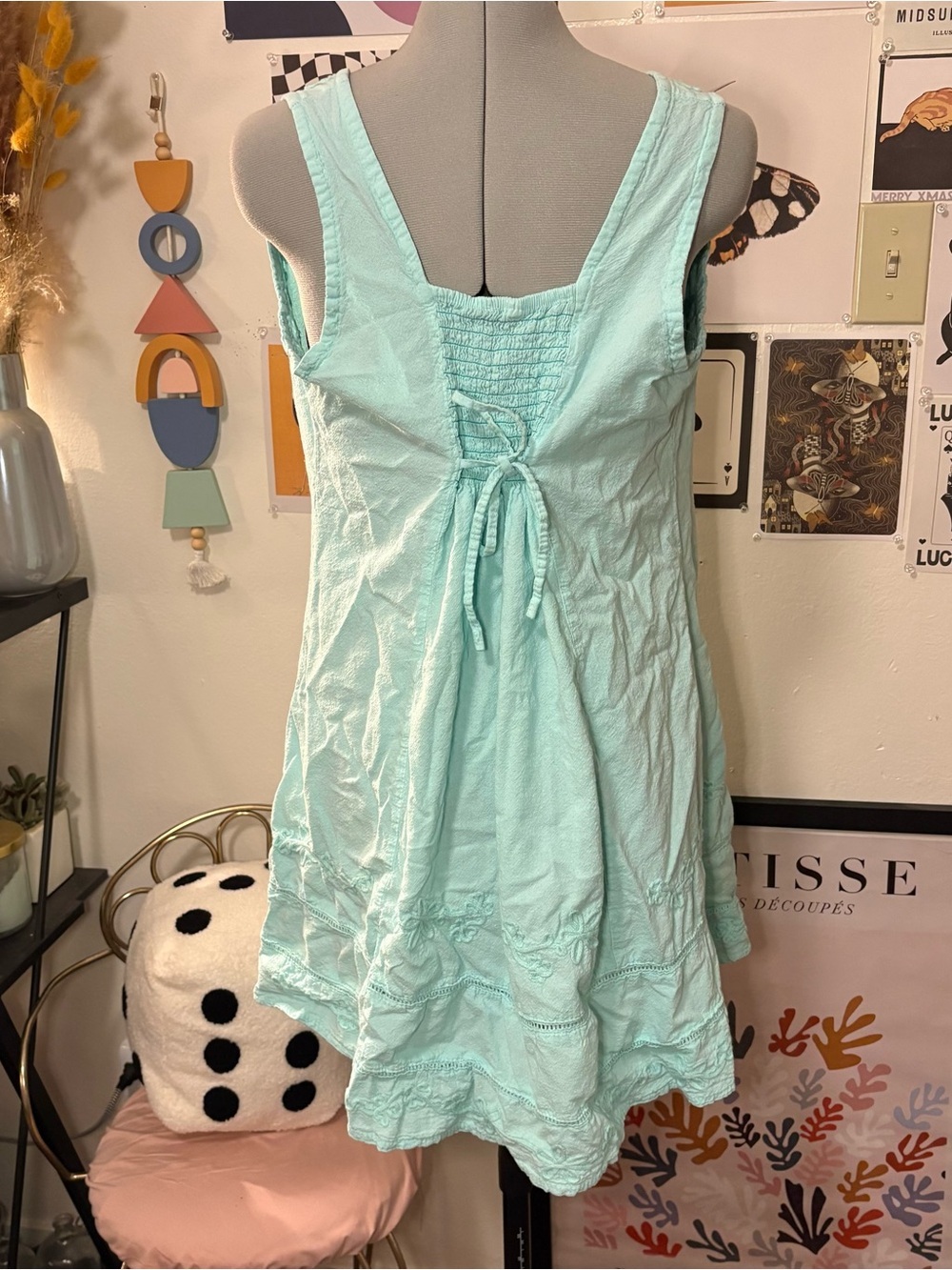 Turquoise Embroidered ButtonāFront Dress - Picture 7 of 9
